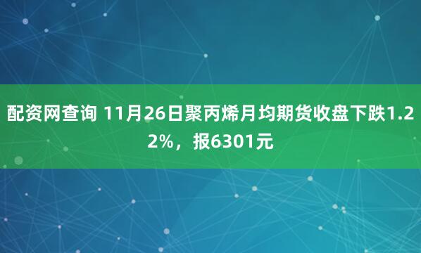 配资网查询 11月26日聚丙烯月均期货收盘下跌1.22%，报6301元